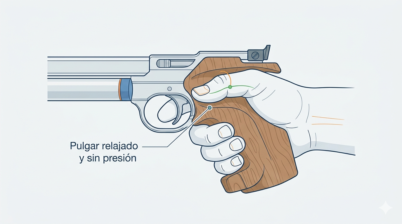 Pulgar muerto con ojos cerrados: corregir impactos altos a la derecha