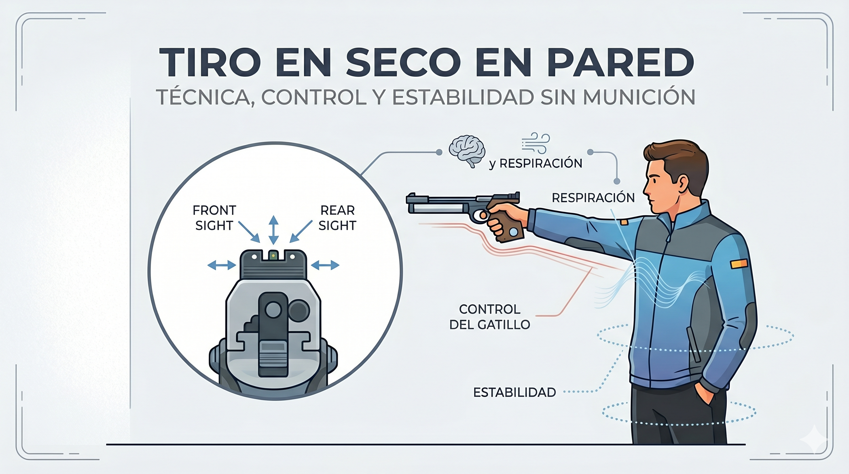 Tiro en seco en pared: el ejercicio básico para mejorar la técnica con pistola