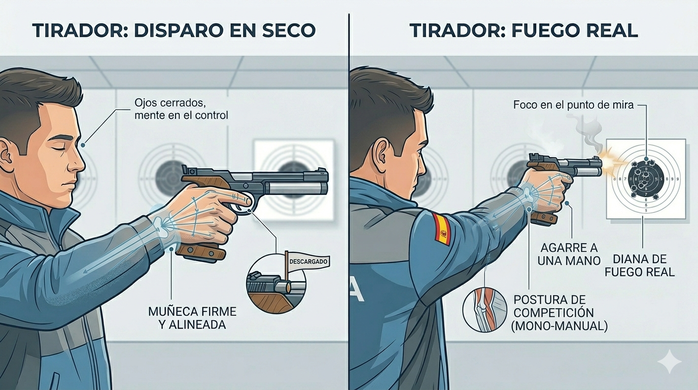 Transferencia de muneca: 5 disparos en seco y 5 reales
